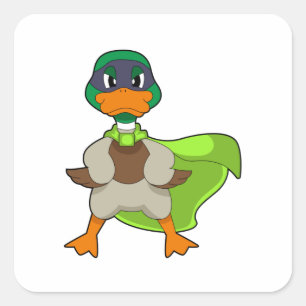 Duck Hero Cape Square Sticker