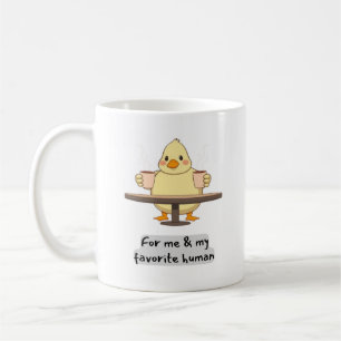 Duck Holding Two Cups of Coffee