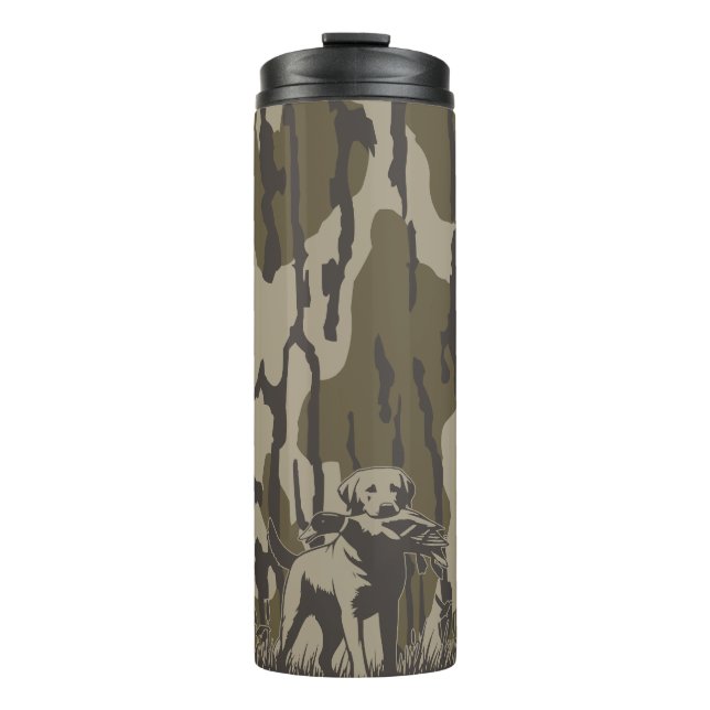 Duck Hunter Dog Forest Waterfowl Bottomland Camo Thermal Tumbler (Front)