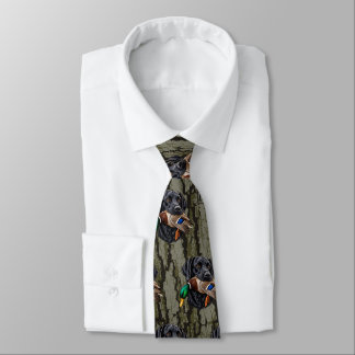 Duck Hunter Dog Waterfowl Hunting Oak Bark Camo Tie