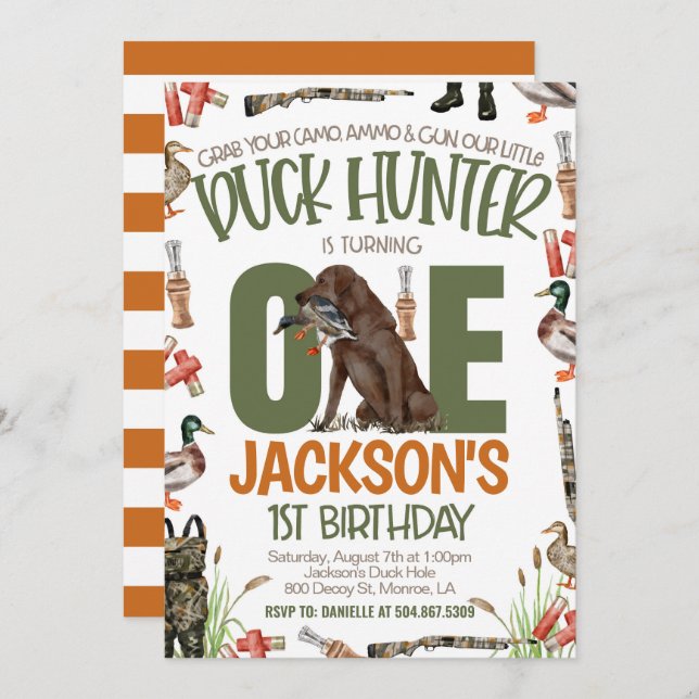 Duck Hunter First Birthday Invitation (Front/Back)
