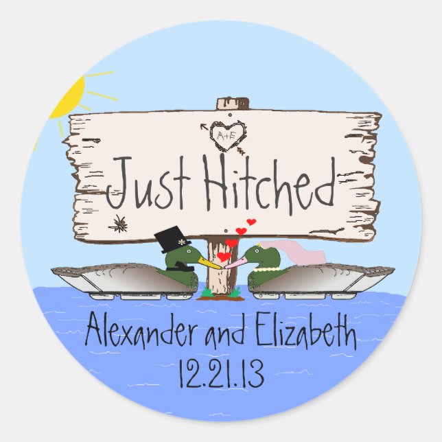 Duck Hunter Wedding Classic Round Sticker (Front)