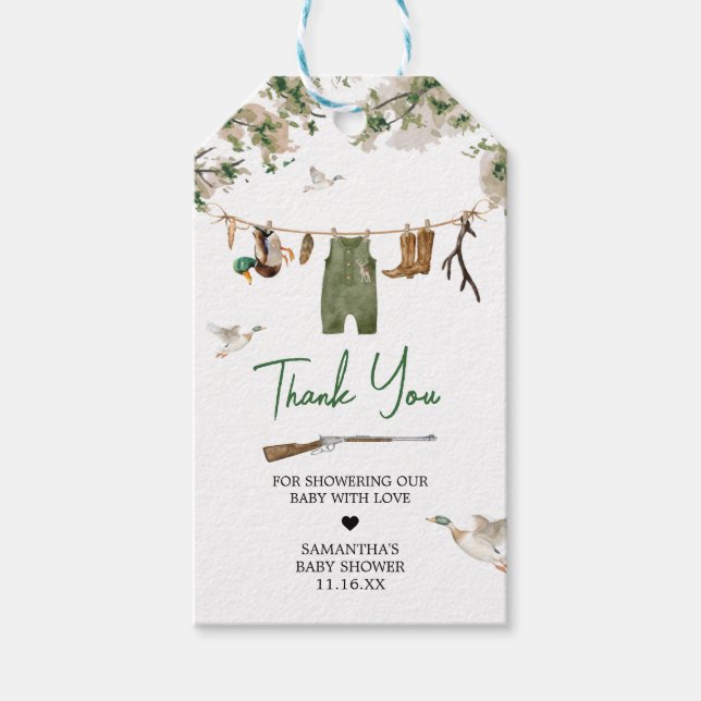 Duck Hunting Baby Shower Favour Tags (Front)