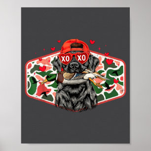 Duck Hunting Black Lab Camo Valentine's Day Xoxo H Poster