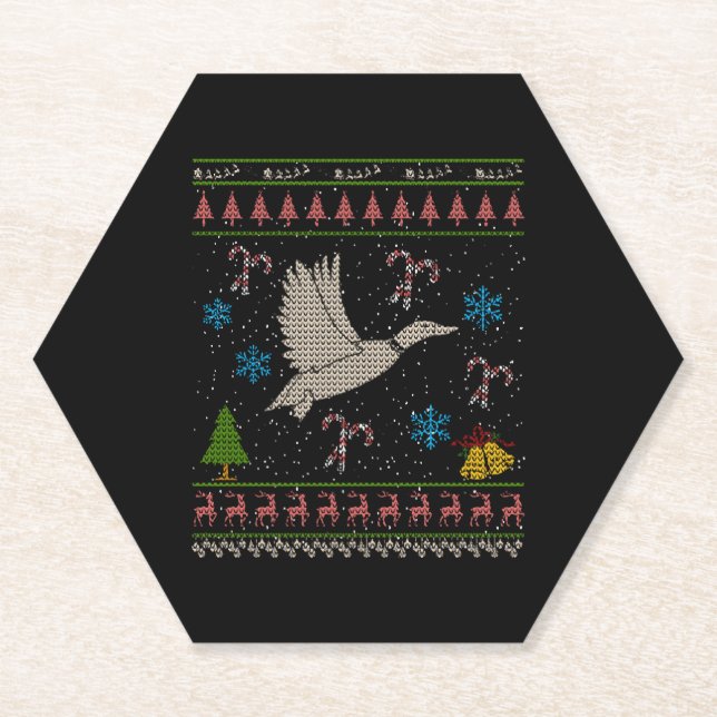 Duck Hunting Christmas Ugly Sweater Duck Hunter Paper Coaster (Front)