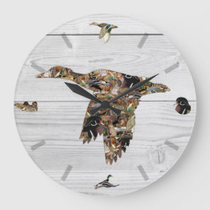 Duck Hunting Collage, Duck Hunter Large Clock
