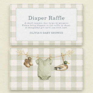 Duck Hunting Gingham Diaper Raffle Baby Shower Enclosure Card