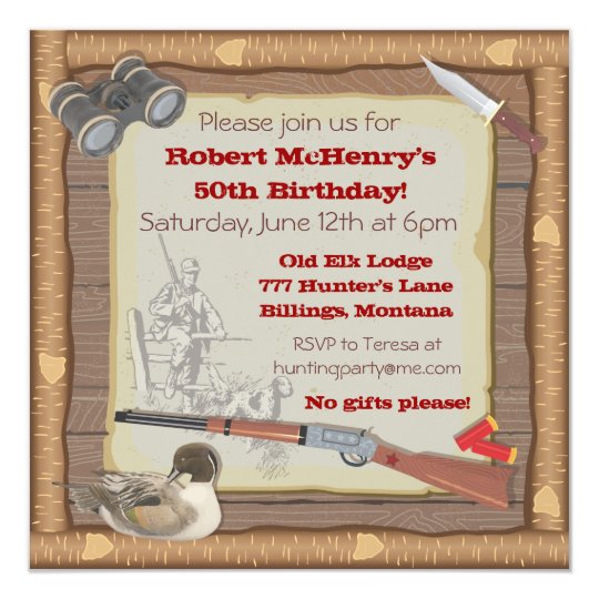 Duck Hunting Invitation with wood frame