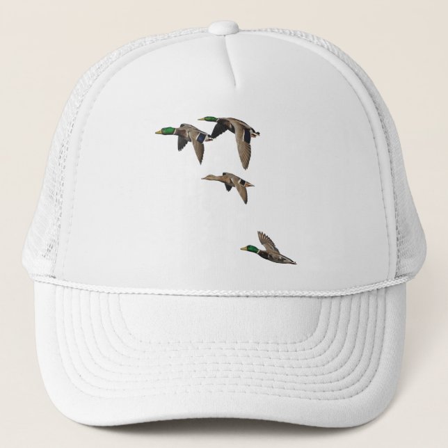 Duck Hunting Mallards in Flight Trucker Hat (Front)
