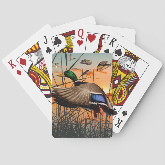 Duck Hunting Playing Cards, Flying Mallard Playing Cards (Back)