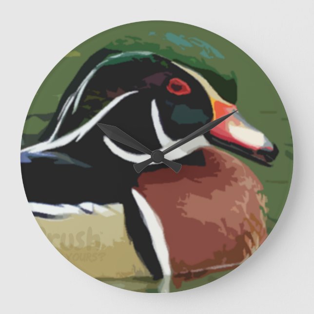 Duck Hunting Wall Clock, Wood Duck Wall Clock (Front)