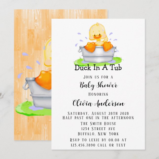 Duck in a Tub Any Child Baby Shower Invitation (Front/Back)