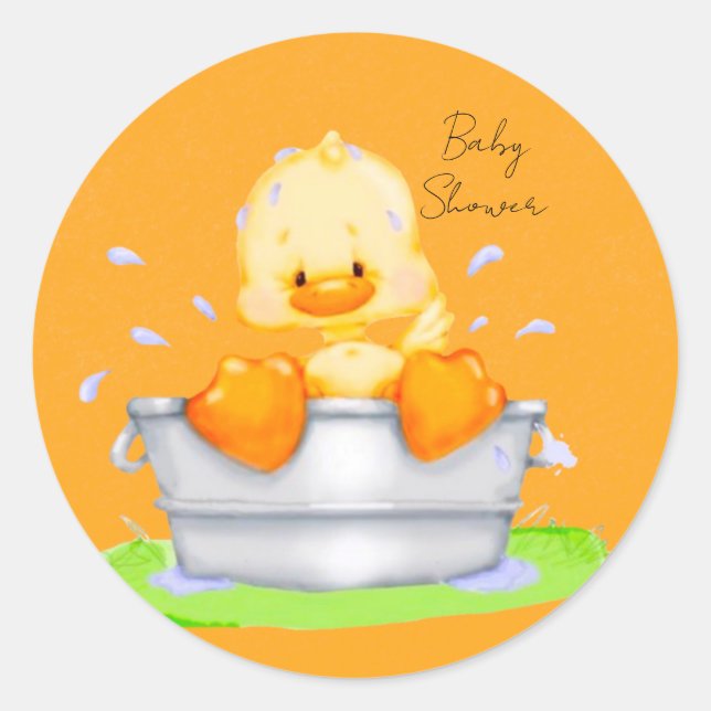 Duck in a Tub Baby Shower Classic Round Sticker (Front)