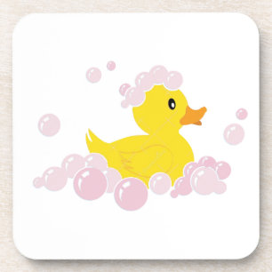 Duck in Pink Bubbles Coaster