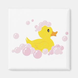 Duck in Pink Bubbles Magnet