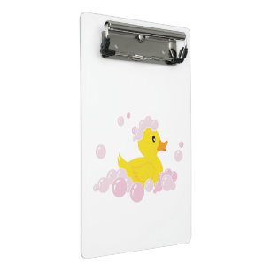 Duck in Pink Bubbles Mini Clipboard