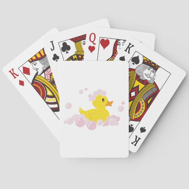 Duck in Pink Bubbles Playing Cards (Back)