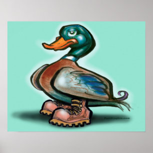 Duck in Work Boots Poster