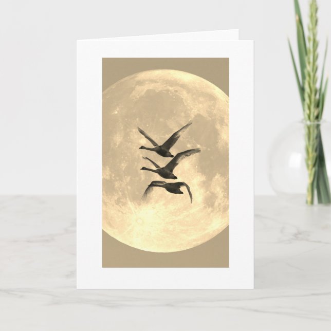 DUCK INFRONT OF FULL MOON Folded Note Card (Front)