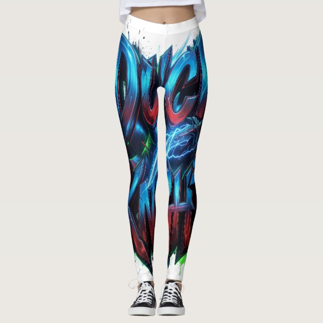 Duck Knight 3D Cyber Graffiti Logo  Leggings (Front)