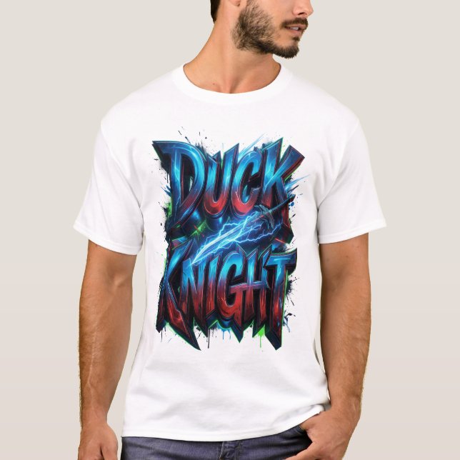 Duck Knight 3D Cyber Graffiti Logo  T-Shirt (Front)