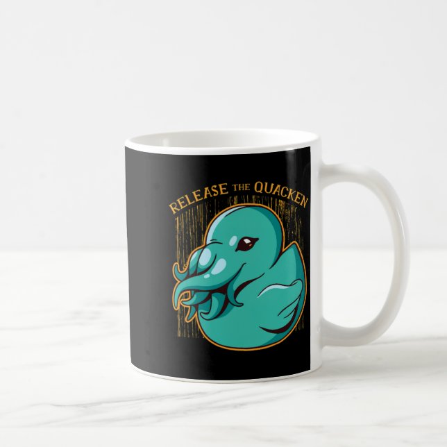 Duck Kraken Release The Quacken Funny Rubber Boxer Coffee Mug (Right)