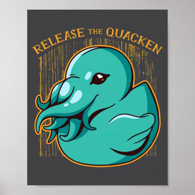 Duck Kraken Release The Quacken Funny Rubber Boxer Poster (Front)