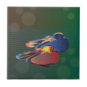 Duck-like birds couple ceramic tile