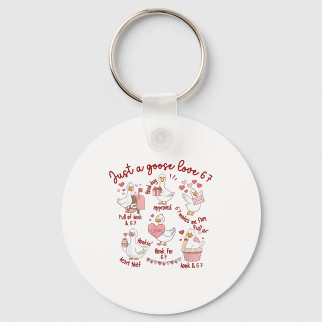 Duck Love 67 Goose Valentine Lover Funny Valentine Key Ring (Front)