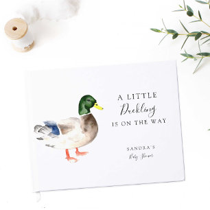 Duck Mallard Baby Shower Minimal Modern Elegant Guest Book