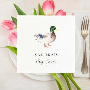 Duck Mallard Baby Shower Minimal Modern Elegant Napkin
