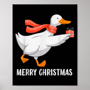 Duck Merry Christmas Light Reindeer Santa Xmas Duc Poster