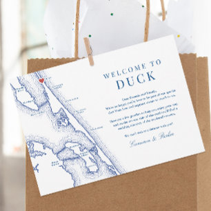 Duck NC Outer Banks Navy Wedding Welcome Itinerary Thank You Card
