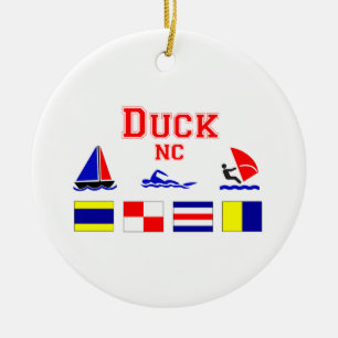 Duck, NC Signal Flags Ceramic Tree Decoration