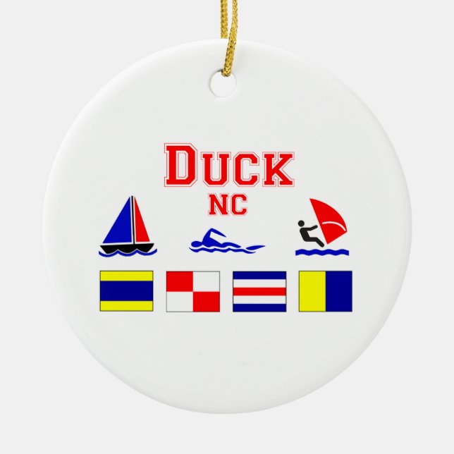 Duck, NC Signal Flags Ceramic Tree Decoration (Front)