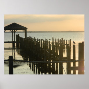 Duck North Carolina Fishing Docks Poster