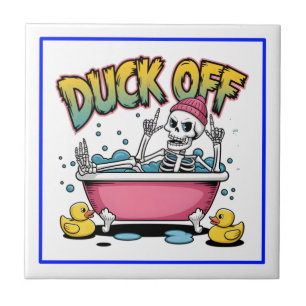 Duck Off Funny Skeleton Design-61161 Ceramic Tile