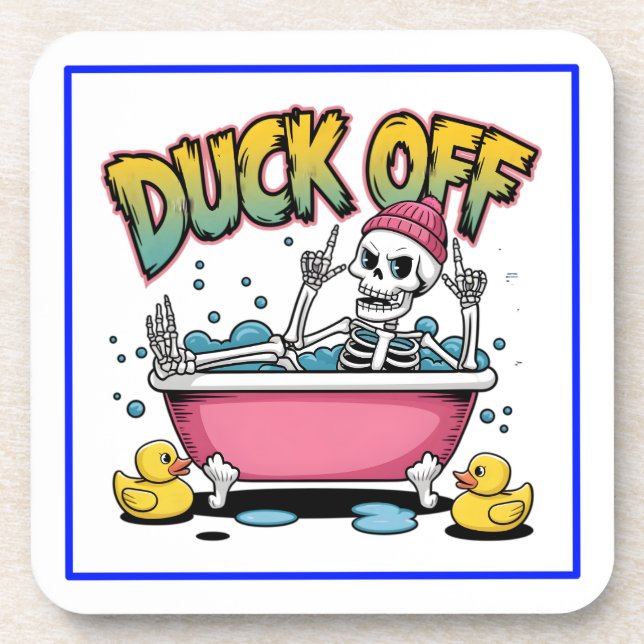 Duck Off Funny Skeleton Design-61161 Coaster (Front)