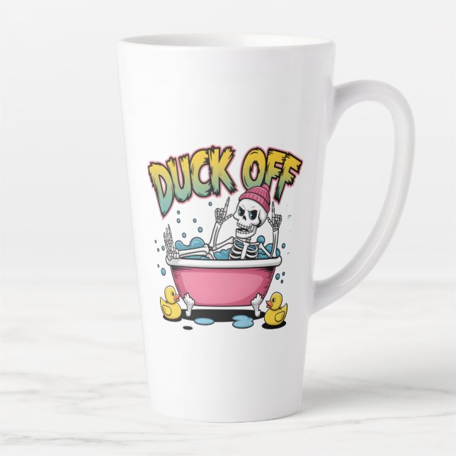 Duck Off Funny Skeleton Design-61161 Latte Mug (Right)