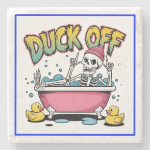 Duck Off Funny Skeleton Design-61161 Stone Coaster