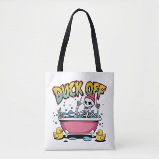 Duck Off Funny Skeleton Design-61161 Tote Bag