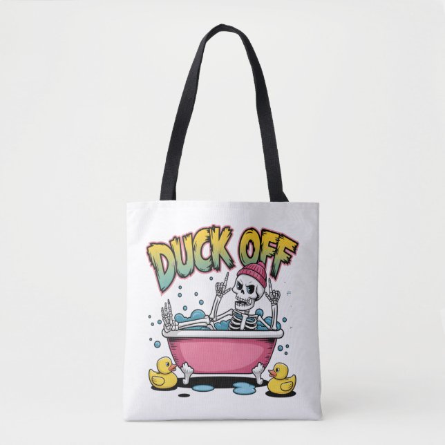 Duck Off Funny Skeleton Design-61161 Tote Bag (Front)