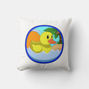 Duck on Beach with Palm trees.PNG Cushion