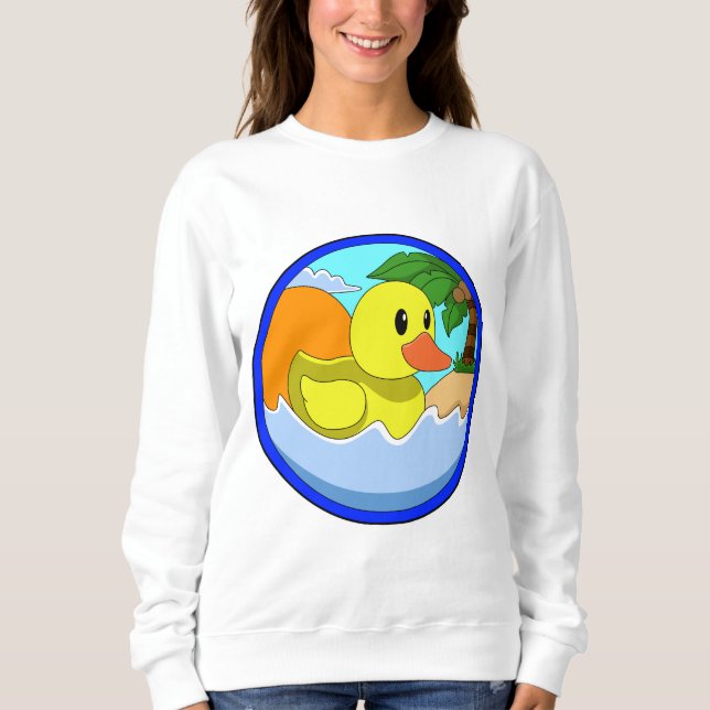 Duck on Beach with Palm trees.PNG Sweatshirt (Front)