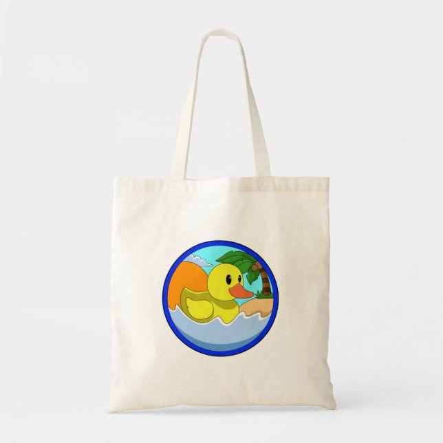 Duck on Beach with Palm trees.PNG Tote Bag (Front)