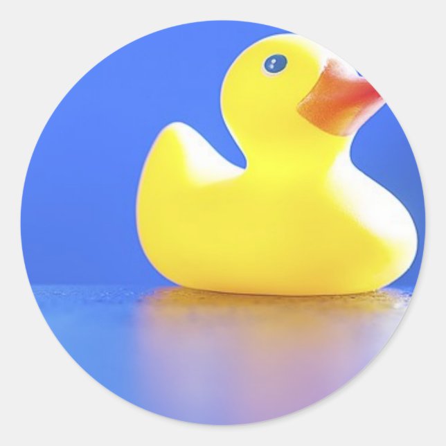 Duck on Blue Classic Round Sticker (Front)