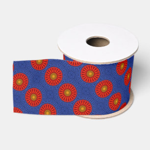Duck on blue with red kaleidoscope grosgrain ribbon