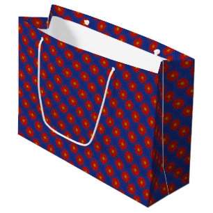 Duck on blue with red kaleidoscope large gift bag
