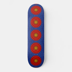Duck on blue with red kaleidoscope skateboard