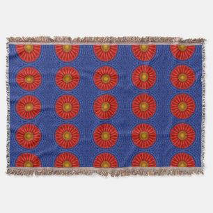 Duck on blue with red kaleidoscope throw blanket